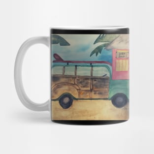 Surf Car Watercolor Art Shirt Mug